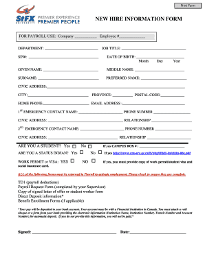 New Hire Information Form