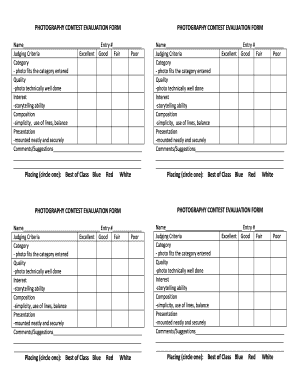 Photography Contest Evaluation Form