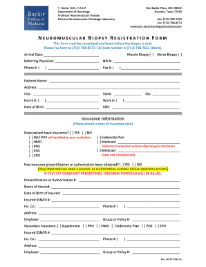 Neuromuscular Biopsy Registration Form