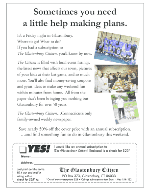 Glastonbury Citizen Subscription Form