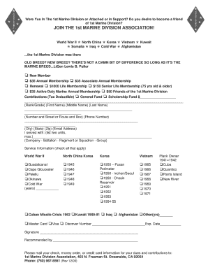 1st Marine Division Association Membership Application