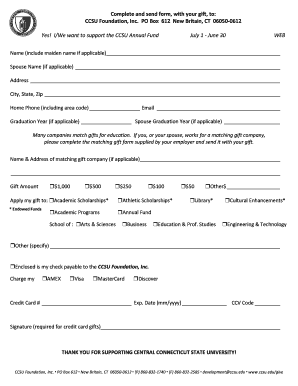 CCSU Annual Fund Donation Form