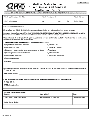 Medical Evaluation for Driver License Renewal