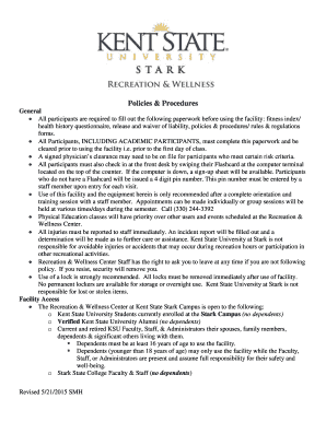 Recreation & Wellness Center Waiver and Policies