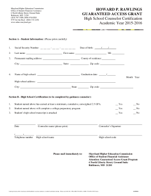 Maryland Guaranteed Access Grant Application