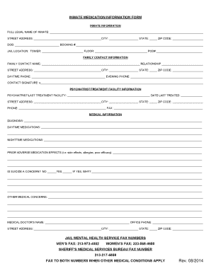 Inmate Medication Information Form