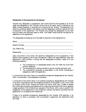 Designation of Successor by Homebuyer