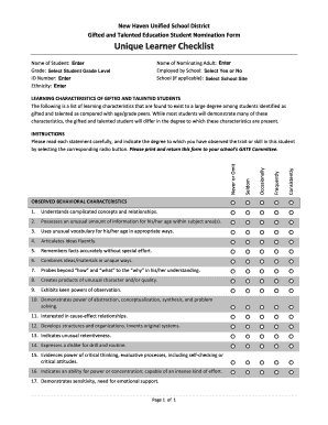 Gifted and Talented Student Nomination Form