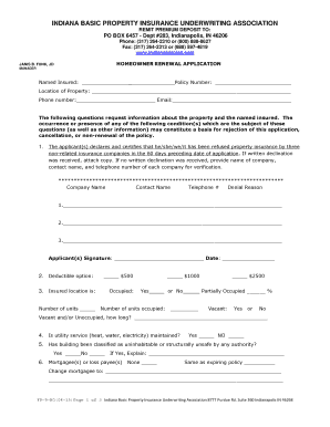 Indiana Homeowner Renewal Application