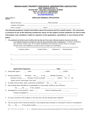 Indiana Dwelling Renewal Application