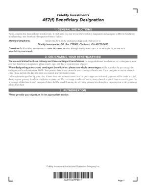 Fidelity 457(f) Beneficiary Designation Form