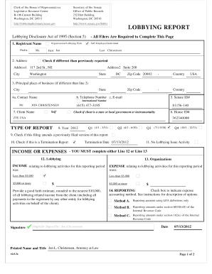 Lobbying Disclosure Report