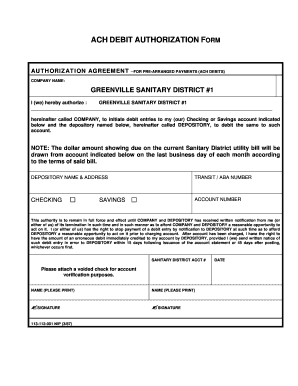 ACH Debit Authorization Form