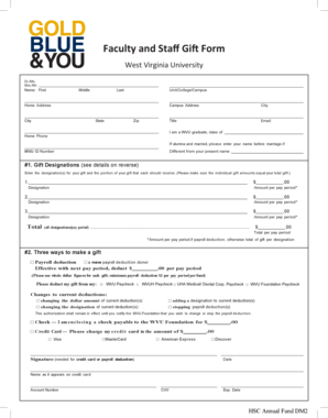 WVU Faculty and Staff Gift Form