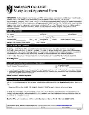 Madison College Study Load Approval Form
