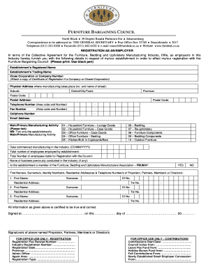 Furniture Bargaining Council Employer Registration Form