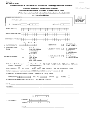 NIELIT Course Application Form