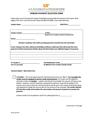 Vendor Payment Selection Form