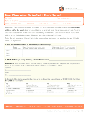 Meal Observation Tool