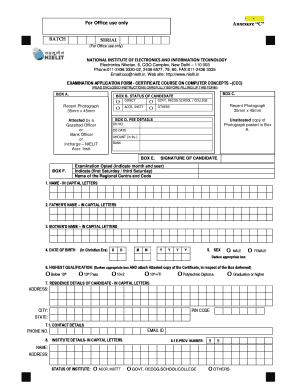 Certificate Course on Computer Concepts Application Form