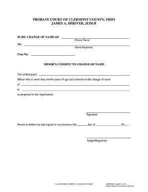 Minor's Consent to Change of Name