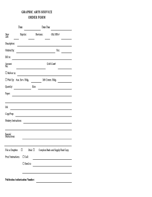 Graphic Arts Service Order Form