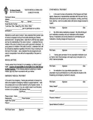 Youth Medical Form and Liability Waiver