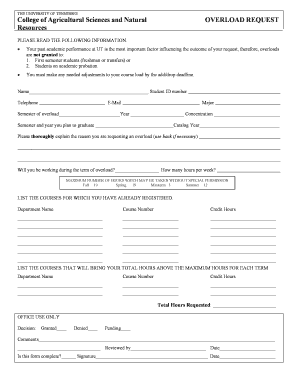 University of Tennessee Overload Request Form