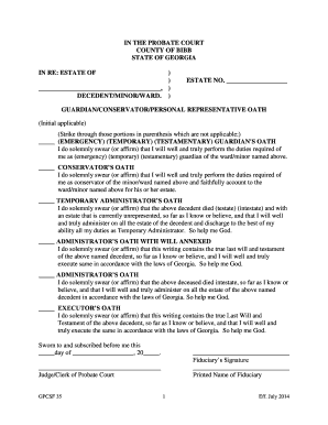Georgia Guardian/Conservator/Personal Representative Oath