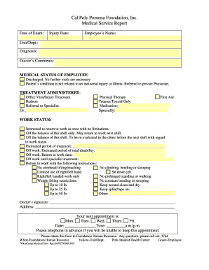 Medical Service Report