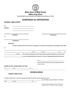 Georgia Subpoena for Deposition