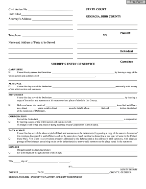 Georgia Garnishee Summons