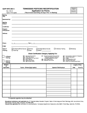 Tennessee Pesticide Recertification Application