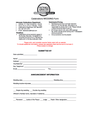 Wedding Announcement Form