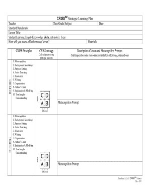 CRISSSM Strategic Learning Plan Template