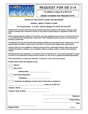 Request for DD 214 Form