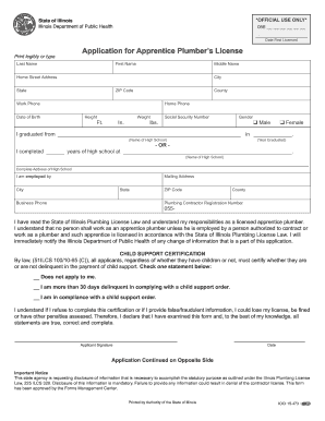 Application for Apprentice Plumber’s License