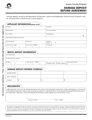 Damage Deposit Refund Agreement