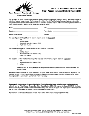 Financial Assistance Program Appeal Form