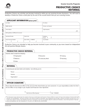 Productive Choice Referral Form