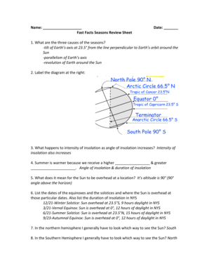 Seasons Review Sheet