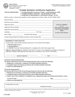 Illinois Portable Sanitation Certification Application