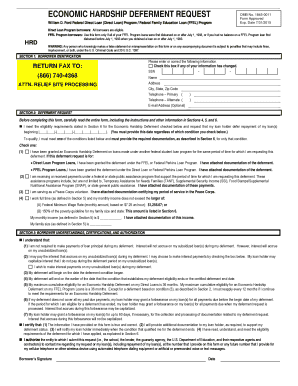 Economic Hardship Deferment Request