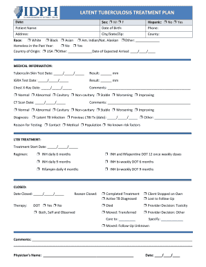 Latent Tuberculosis Treatment Plan