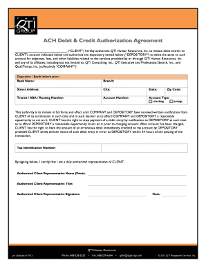 ACH Debit & Credit Authorization Agreement