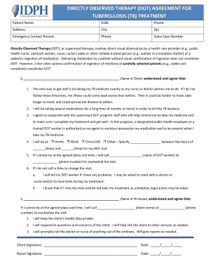 Directly Observed Therapy (DOT) Agreement for Tuberculosis (TB) Treatment