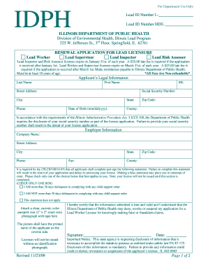 Renewal Application for Lead Licensure