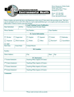 Illinois Lead Training Course Notification Form