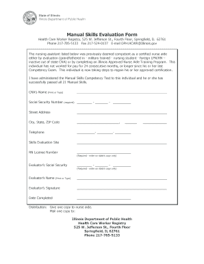 Illinois Manual Skills Evaluation Form