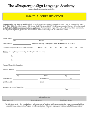 20142015 LOTTERY APPLICATION